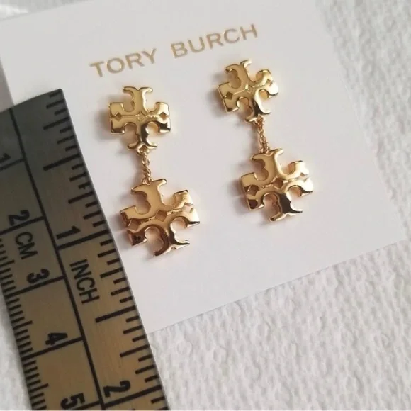 Tory Burch Kira Linear Double Drop Earrings - Picture 4 of 6